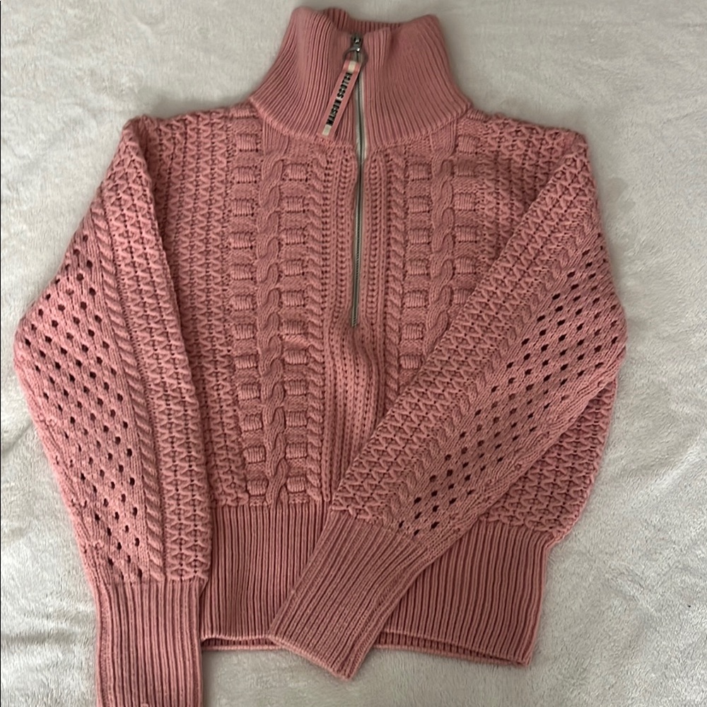 Scotch & Soda Pink Cowl Neck Sweater with Textured Knit